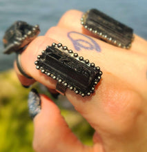 Load image into Gallery viewer, Amazing Resizable Raw Black Tourmaline Rings to protect your energy
