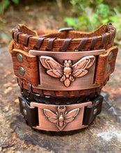 Load image into Gallery viewer, Leather Moth engraved bracelet to help you become the best version of yourself yourself.
