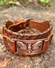 Load image into Gallery viewer, Leather Moth engraved bracelet to help you become the best version of yourself yourself.
