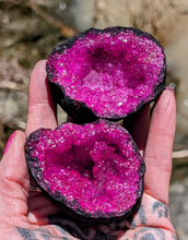 Load image into Gallery viewer, Large LUMINOUS, Colorful SPARKLEY GEODE in Pink, Green and Blue (2 pieces) Pink
