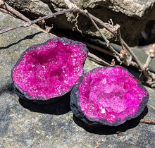 Load image into Gallery viewer, Large LUMINOUS, Colorful SPARKLEY GEODE in Pink, Green and Blue (2 pieces)
