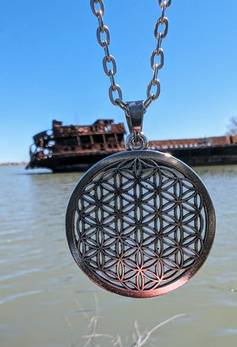 Silver Flower of life necklace SACRED Geometry necklace to help you feel more connected