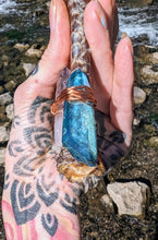 Load image into Gallery viewer, Dragon Claw with 4 high quality gems - Amethyst, Blue AQUA Aura ,Tangerine, and Clear Quartz to inspire you
