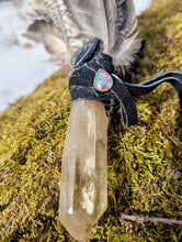 Load image into Gallery viewer, Divine feather wand with CITRINE , HEMATITE and Vintage Stones for ABUNDANCE