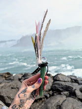 Load image into Gallery viewer, Green Fluorite Magic Feather Wand to connect with your bird guides