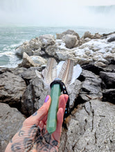 Load image into Gallery viewer, Green Fluorite Magic Feather Wand to connect with your bird guides
