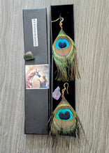 Load image into Gallery viewer, Handmade Peacock Earrings for Beauty, Protection and Awakening
