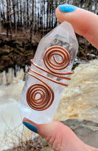 Load image into Gallery viewer, Quartz Tower with rainbows and copper spiral