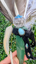 Load image into Gallery viewer, Green Fluorite Feather Wand with crystal ball