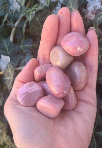 Tumbled pieces of Radiant Pink Rhodonite to heal your past.💗💗