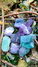 Load image into Gallery viewer, Purple and Green Fluorite chunks for clear thinking 💚💜
