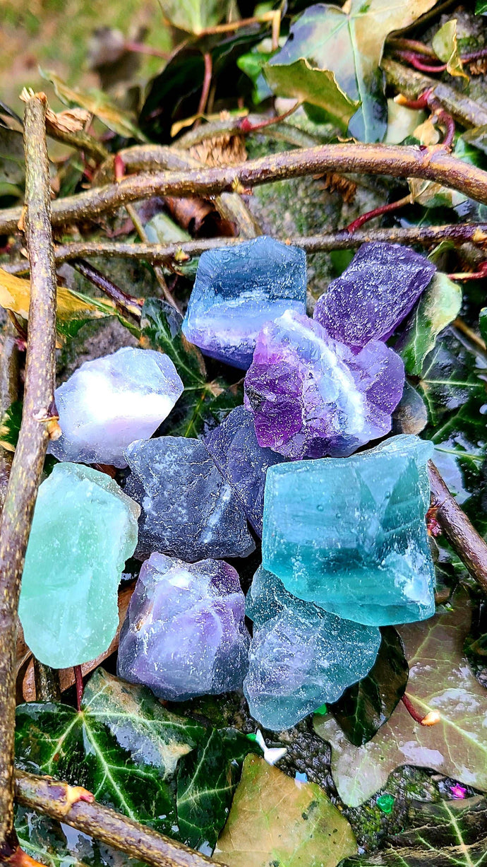 Purple and Green Fluorite chunks for clear thinking 💚💜