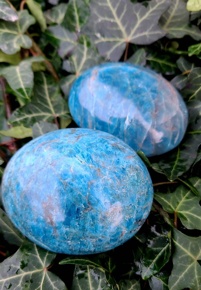 Extra Large Smooth, Powerful, Blue Apatite Palm stones to give you Clarity .💙💙😊