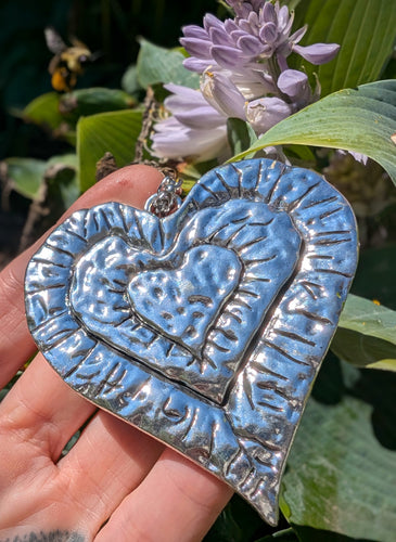 Silver heart-shaped necklace 