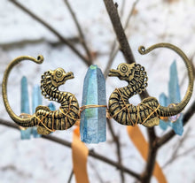 Load image into Gallery viewer, Seahorse crown with Aqua Aura Crystals that embodies Strength and Persistence🧜‍♀️💙💙
