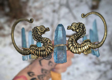 Load image into Gallery viewer, Seahorse crown with Aqua Aura Crystals that embodies Strength and Persistence🧜‍♀️💙💙
