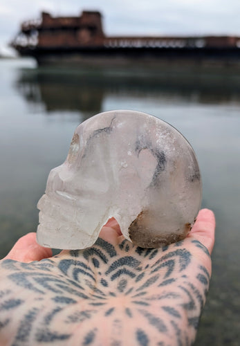 Unusual and exquisite CLEAR Quartz Skull to ward off negative emotions