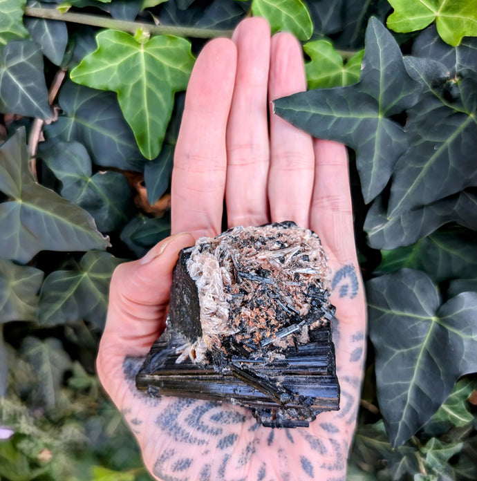 Black SCHORL TOURMALINE with Mica for stress