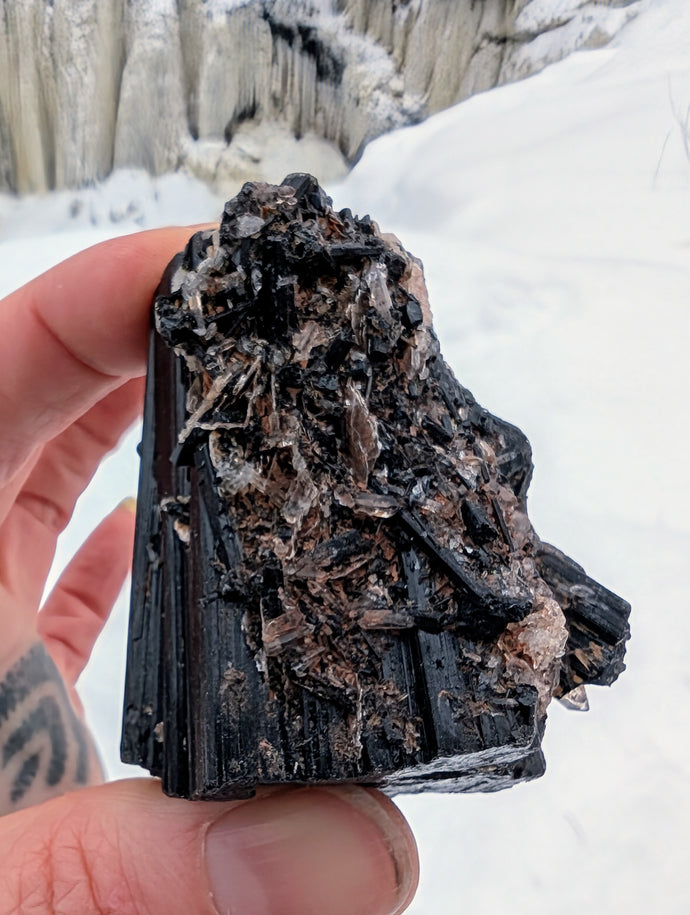 Black SCHORL TOURMALINE with Mica for stress