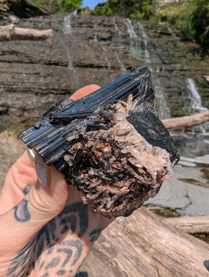 Black SCHORL TOURMALINE with Mica for stress