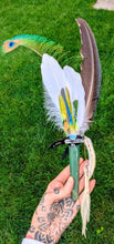 Load image into Gallery viewer, Green Fluorite Feather Wand with crystal ball

