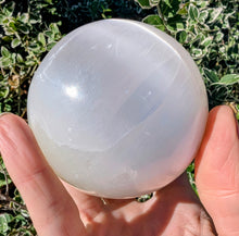 Load image into Gallery viewer, The Luminous Oracle: Selenite Sphere with Vintage Alabaster Pedestal
