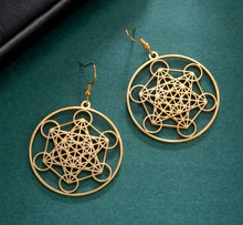 Load image into Gallery viewer, Metatrons Cube -Sacred Geometry earrings that contains all forms that exist in the universe🔮✨ Gold
