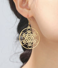 Load image into Gallery viewer, Metatrons Cube -Sacred Geometry earrings that contains all forms that exist in the universe🔮✨

