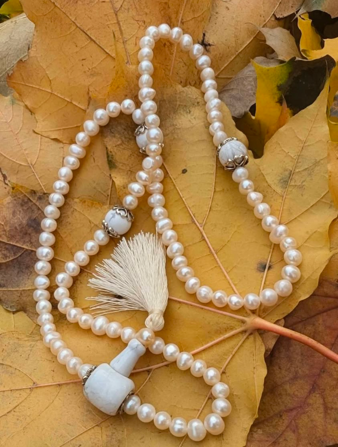 Howlite and Pearl Mala 108 Beads