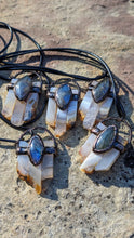 Load image into Gallery viewer, Celestial Copper wrapped Triple Agate and Labradorite necklace 💚🤍
