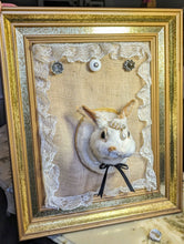 Load image into Gallery viewer, Whimsical White Rabbit jewelry hanger with vintage frame to bring you good fortune.
