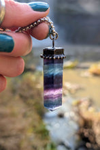 Load image into Gallery viewer, Rainbow Fluorite crystal point necklaces that bring you CLARITY,TRUTH and BEAUTY. 🌈
