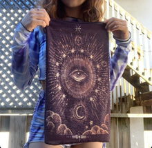Load image into Gallery viewer, Witchy 3rd Eye,Moon and Stars Scarf/Bandanna🌛👁🌟
