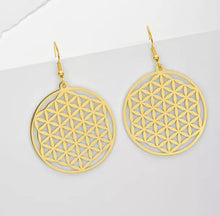 Load image into Gallery viewer, Sacred Geometry -Flower of Life Earrings to raise your vibration 💛💛
